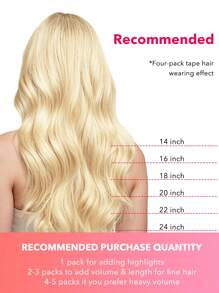 Seamless Clip Ins 7PCS Seamless PU Clip In Human Hair Extensions 100% Real Human Hair 14-22 Inch Balayage Ombre Blonde Color Skin Weft Remy Hair Extensions 110G With Clip - S613 - View 6