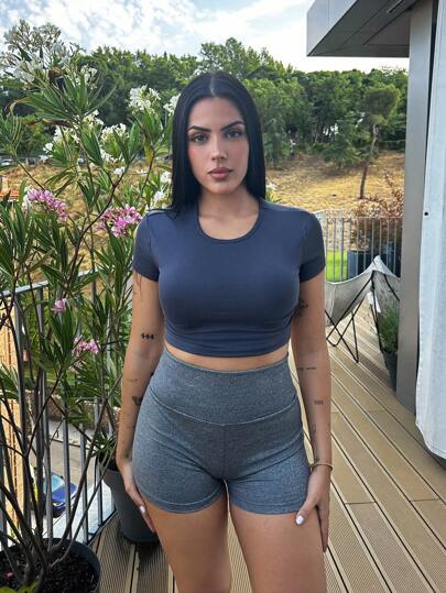 Lucia Bellido 2 piezas Pantalones cortos de ciclista de cintura ancha para mujer, pantalones cortos deportivos de verano