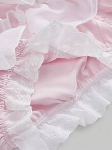 ROMWE Kawaii 大码女式荷叶边层叠短裤，夏季，情人节 - 淺粉色 - 查看 6