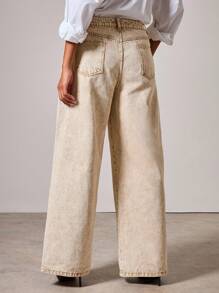 COSMINA Denim Damen Lässig Vintage Weit geschnittene Jeans - Aprikosenfarben - Übersicht 2