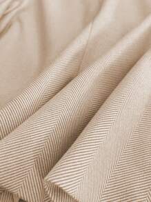 Franclia Áo blazer dáng suông dài tay, cổ ve lật, túi vá, chất liệu vải xương cá, thích hợp cho nữ mùa thu. - Màu be - Xem 7