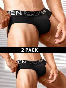 Set de 2 piezas de ropa interior de hombre con sujeta calcetines y diseño de logotipo - Negro - Ver 1