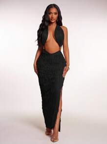 Radiana Đầm nữ gợi cảm cổ V hở lưng xếp bèo, đầm ôm bodycon mùa hè, đầm dài đen đi club đi chơi đêm, đầm cổ sâu, đầm maxi cổ yếm, đầm maxi xếp ly, phong cách công sở, retro, tiệc tùng, resort, dạo phố, old money, siren quyến rũ, dạ hội, prom, Valentine, du thuyền, đi làm, nhiều lớp, hẹn hò, tụ tập, tối giản, sinh nhật, sự kiện trang trọng, nghỉ ngơi, kín đáo, thanh lịch, thường ngày, mua sắm, street wear - màu đen - Xem 5