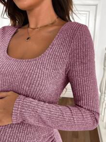 SHEIN Vestido largo de maternidad casual de unicolor y ajuste ceñido - Rosa - Ver 5
