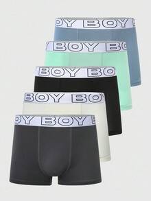 SHEIN 5条/包青少年男童平角内裤