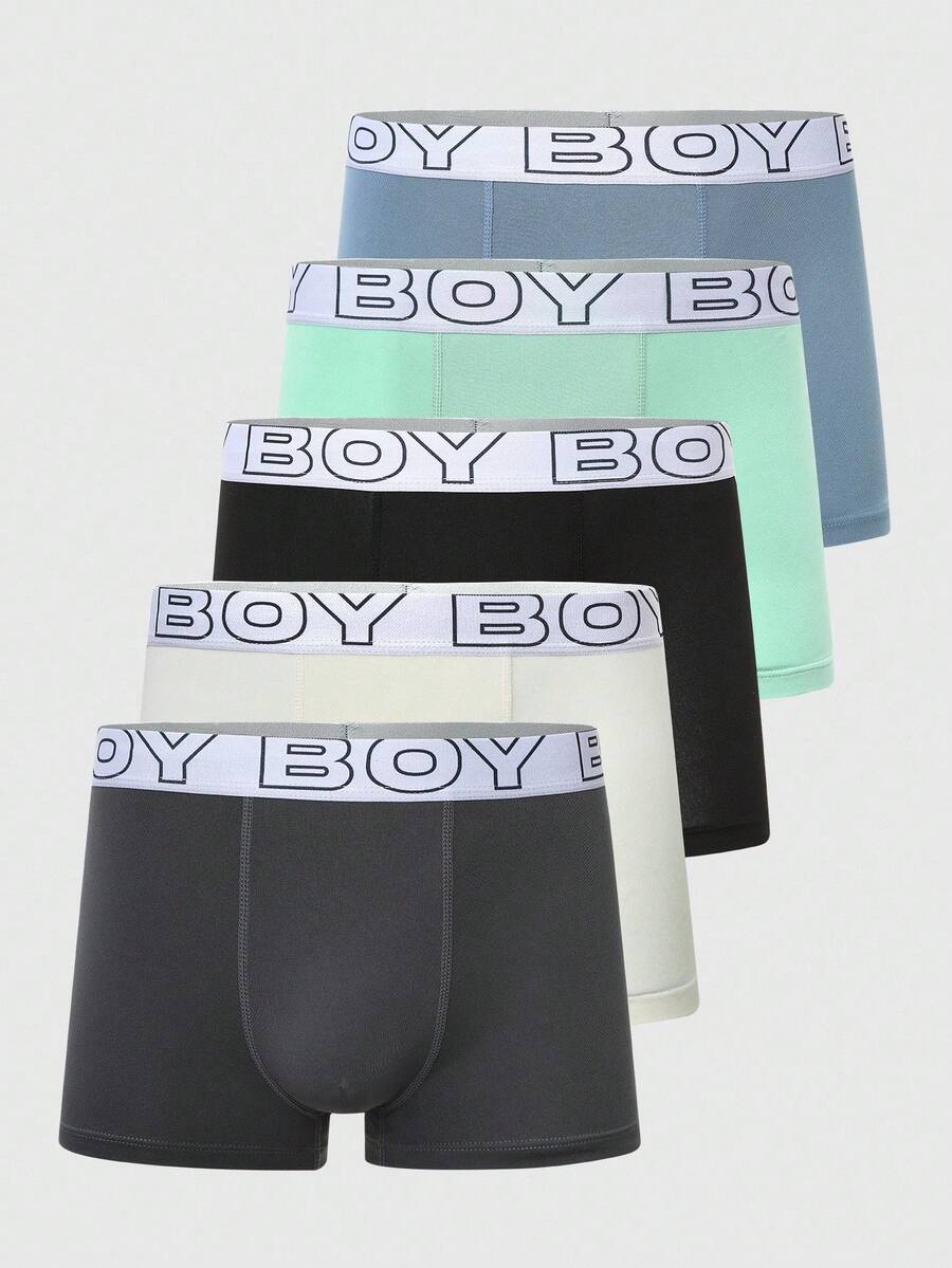 SHEIN 5条/包青少年男童平角内裤