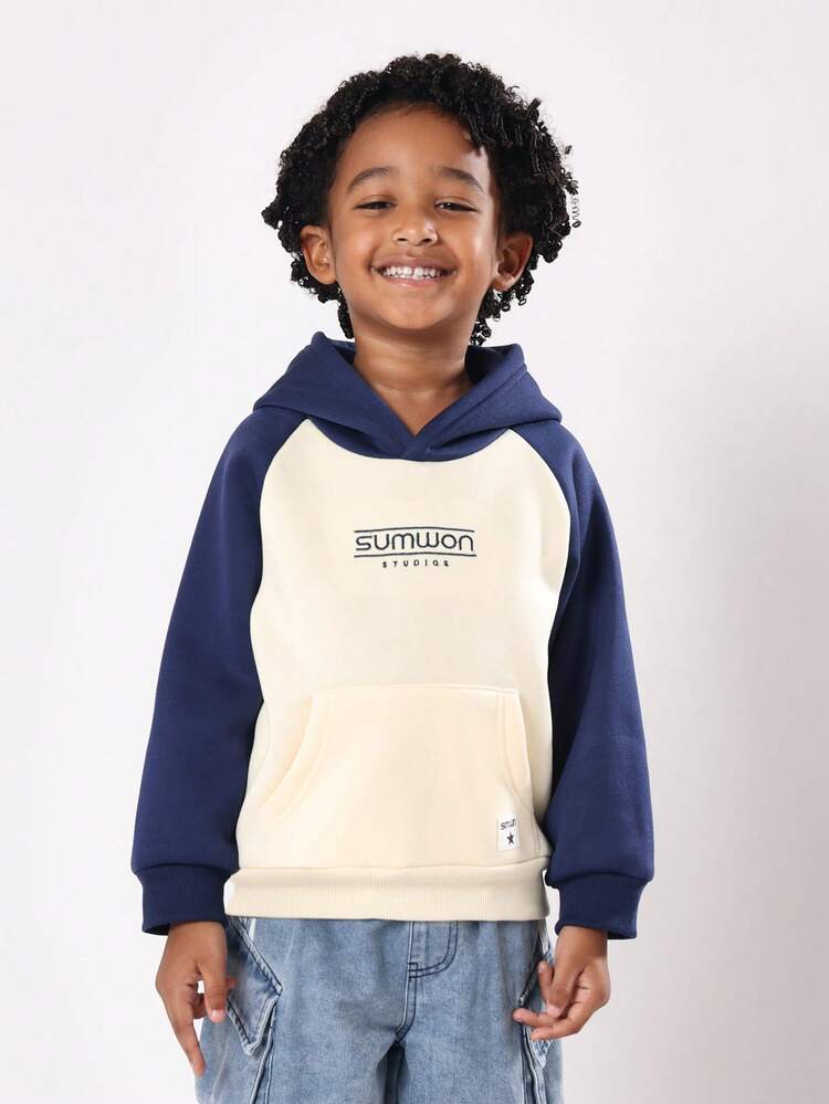 Two Tone Raglan Sleeve Hoodie With Brand Logo