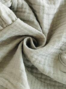 SHEIN Vintaside Kids 女婴休闲纯绿色蝴蝶结装饰长袖上衣，秋季 - 綠色 - 查看 4