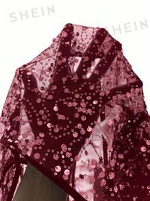 KIZN Minifalda glamorosa con lentejuelas en forma de disco para fiestas, eventos nocturnos, festivales y ocasiones especiales - Burdeos - Ver 8