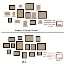 SHEIN 15件/套相框，用于照片墙，木质相框，用于壁挂照片装饰，婚礼派对装饰，纪念礼物，家居装饰。仅需相框，无需图片，生日毕业礼物 - 黑色 - 查看 3