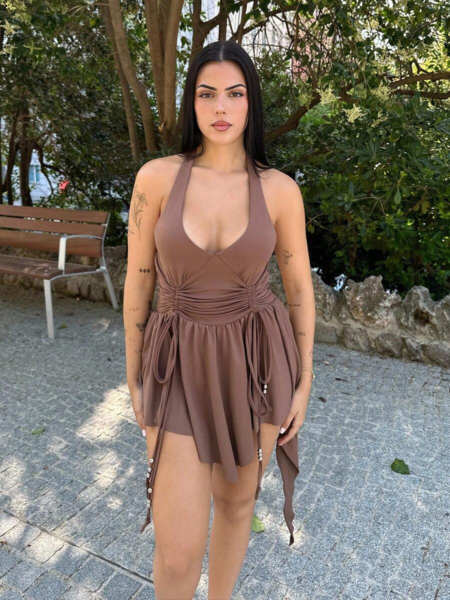 Lucia Bellido Rochie mini pentru femei Wasteland Vintage Punk, cu talie asimetrică, culoare mov, design unic