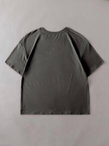 INAWLY Solva Loose Fit Face Print Short Sleeve T-Shirt, Suitable For Everyday Wear - Dark Grey - View 2