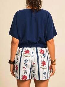 SHEIN LUNE Plus Size Set Women Two Pieces 2 Pieces Short Sets Women Women Short Sets Summer Shorts Sets For Women Floral Print Shorts Set Two Pieces Short Sets Women Floral Shorts Outfits For Women Fall Women Clothes Back To School Clothes Country Outfits Women Stockholm Style Going Out Tops Women Fall Women Clothes Autumn Clothes Homecoming Tulum Teacher Outfits For Women Back To School Clothes Going Out Outfits - Multicolor - View 2