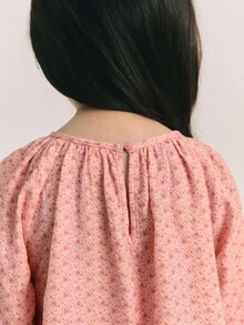 Maija Kids Maija Kids 小女孩碎花圓領洋裝 女孩花卉洋裝 女孩長袖洋裝 女孩鬆緊抓皺洋裝 小女孩洋裝 秋冬款 - 粉色 - 查看 6