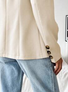 Chiquease Women Casual Solid Color Blazer Jacket, Fashionable For Commuting, Autumn Fall Cloth For Women - Apricot - View 6