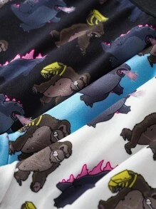 GODZILLAxKONG X SHEIN 男童卡通印花三件套平角内裤 - 黑與白 - 查看 4