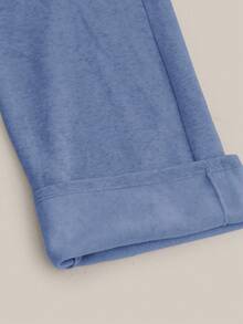 SHEIN Forever 21 秋冬新款休闲加厚抓绒弹力腰阔腿运动裤百搭显瘦 - 淺藍色 - 查看 7