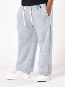 SUMWON 儿童训练运动裤，舒适弹力腰带，宽松版型，适合运动、上学、休闲玩耍、度假旅行，秋冬春日常穿着必备。 - 淺灰色 - 查看 4