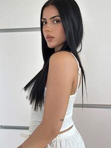 Lucia Bellido 蕾絲邊吊帶上衣 - 白色 - 查看 3