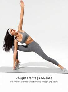 GLOWMODE 3 Pairs Yoga & Pilates Non-Slip Grip Socks With Seamless Toe Construction Yoga Daily - Dusty Purple - View 5