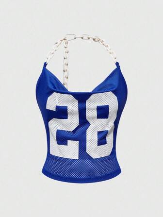 ROMWE Avant Top de mujer con cuello de halter con letras Y2K