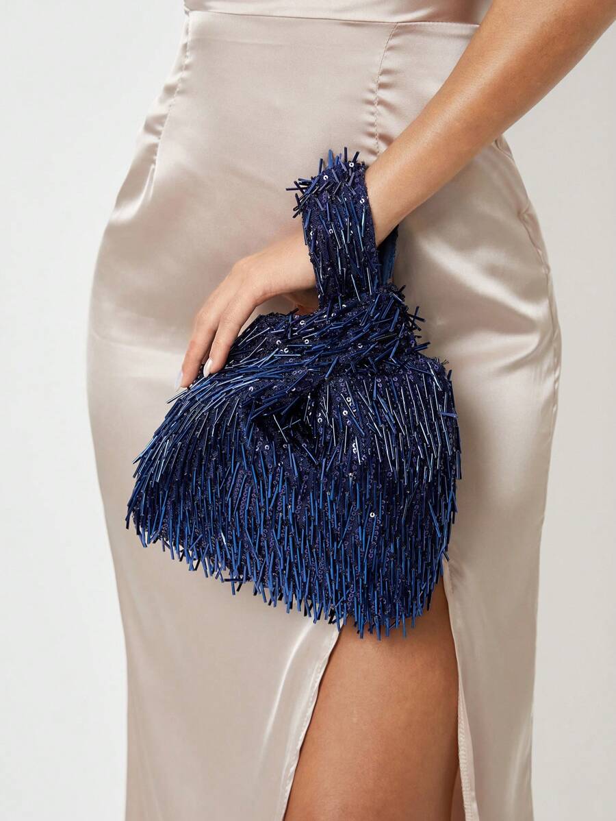 SHEIN SXY Quý cô, Túi xách cầm tay nữ, Túi xách buổi tối, Thời trang, Thanh lịch, Đơn giản, Cá nhân hóa, Đa năng, Cổ điển, Hạt dọc, Đỏ, Kim sa, Dành cho tiệc cocktail, Tiệc tùng, Vũ hội, Câu lạc bộ, Hẹn hò, Sinh nhật, Buổi tối, Đêm hẹn hò, Vũ hội - Màu xanh lam - Xem 1