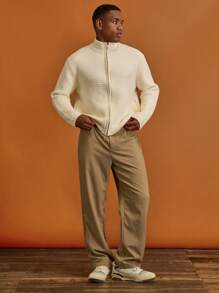 Musero Tailored Overlay Panel Straight Leg Trouser Hook Clasp Fastening Spring Summer Vacation - Coffee Brown - View 5