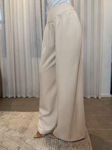 Lavishia Women's Casual Solid Color Wide Leg Pants - Apricot - View 4