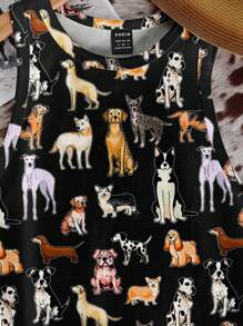 SHEIN EZwear Áo ba lỗ cổ tròn bó sát họa tiết chó tối giản giản dị dành cho nữ, phù hợp cho mùa hè - Nhiều màu - Xem 6