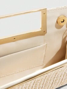 CUCCOO SZL 新款时尚女士编织手提包，百搭女士单肩包，适合度假、海滩、商务通勤、休闲、简约、海滩度假必备 - 米色 - 查看 9