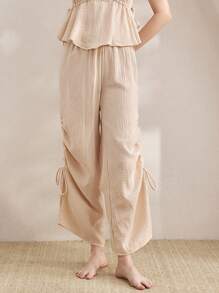 Ocili 女士休闲 100% 纯棉舒适休闲裤，秋季 - 卡其色 - 查看 4