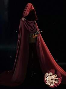 Sweetra 万圣节暗黑风超大连帽长大衣 - 紅木色 - 查看 1