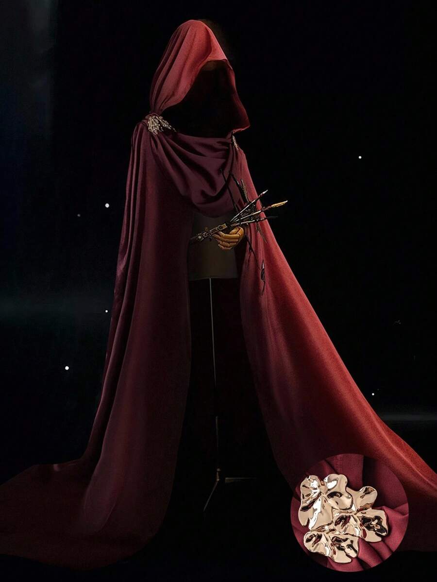 Sweetra 万圣节暗黑风超大连帽长大衣 - 紅木色 - 查看 1