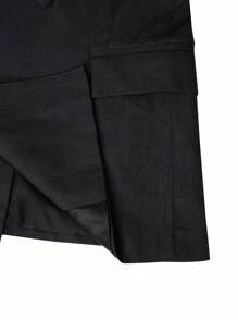 Calvornis 男士休闲纯色立领双排扣西装外套和裤子套装 - 深灰色 - 查看 6