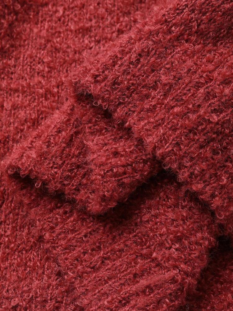 Dazy Plus Valentine Wine Red Loose Fit Crew Neck Split Hem Long Sleeve Plus Size Women Christmas & New Year Pullover Sweater, Autumn Oversized Sweater Red Sweater Plus Size Jumper