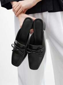 CUCCOO BIZCHIC 女士经典低跟露跟平底鞋，黑色 - 黑色 - 查看 1