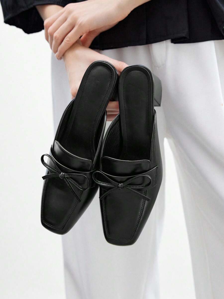 CUCCOO BIZCHIC 女士经典低跟露跟平底鞋，黑色 - 黑色 - 查看 1