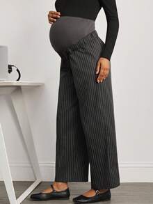 MaterniWear Maternity Casual Commuter Striped Straight Leg Pants  Business Casual Woman  Wide Leg Pants Woman  Office Wear  Beach  Going Out  Fall