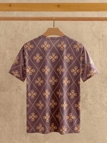 Manfinity NXTstreet Men's Casual Bear Pattern Drop Shoulder Round Neck Slim Fit Short Sleeve T-Shirt - Brown - View 2