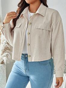 SHEIN LUNE Plus Size Fall Clothes Women Solid Color Minimalist Casual Long Sleeve Jacket Fall Jackets&Fall Women Clothes Winter Clothes Autumn