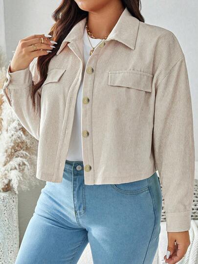 SHEIN LUNE 大码秋装女纯色简约休闲长袖夹克秋季夹克和秋季女装冬装