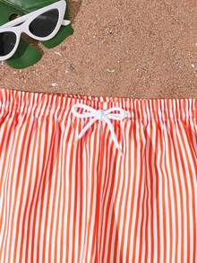 SHEIN Quần short đi biển sọc cho bé trai tuổi teen, đồ dùng thiết yếu cho bãi biển, tiệc hồ bơi vào mùa hè Quần bơi sọc đỏ cho nam Quần bơi sọc đỏ trắng Quần bơi đỏ cho nam - Đỏ và trắng - Xem 4