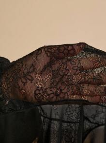 Glamine Cut Out Front Lace Bodysuit Fall Cloth For Women - Black - View 10