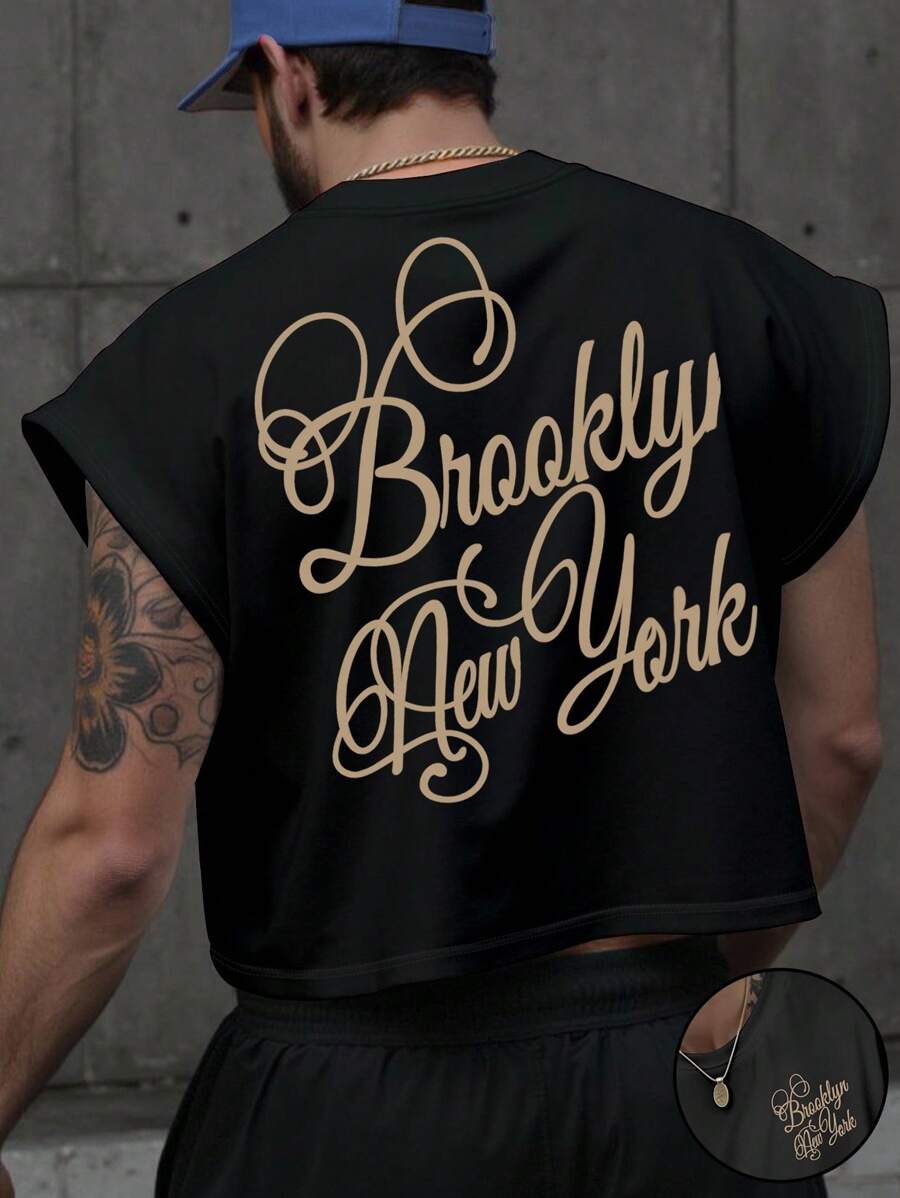 Manfinity Dauomo Camisetas sin mangas de cuello redondo casuales y versátiles para hombres - Negro - Ver 1