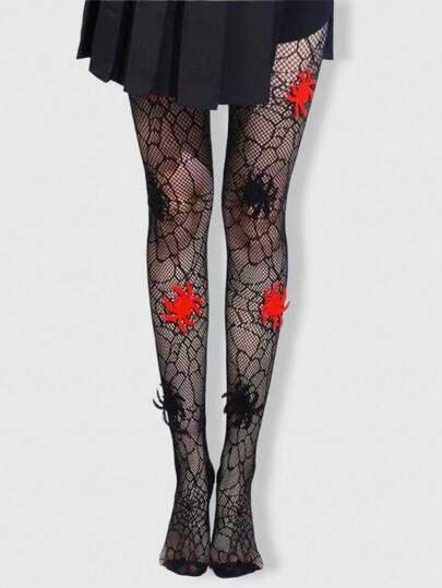 Grunge Punk 1pc Spider Web Patterned Sexy Sheer Tights/Pantyhose/Leggings For Women, Halloween