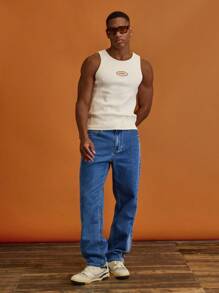 Musero Slim Fit Panel Detailing Denim Jean Pants Button Fastening Summer Spring Vacation - Multicolor - View 5