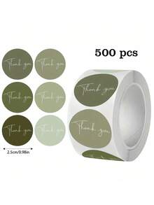 500 张/卷波西米亚自粘式感谢标签贴纸，圆形密封标签，适用于商务、婚礼、生日、送礼会用品和信封礼品包装