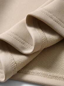 JNSQ Tween-Jungen 2-teiliges lässiges All-Match-Outfit-Set aus bedrucktem Grafikmix mit dicker und dünner Rippung, Rundhalsausschnitt, kurzärmeligem T-Shirt und taillierter Jogginghose - Khaki - Übersicht 10