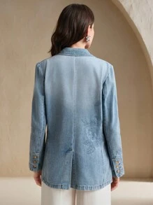 Anewsta Luxury Embroidered Beaded Denim Casual Blazer