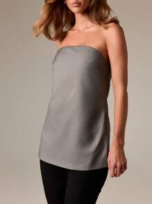 AiiRZ Top bandeau sin tirantes clásico, diseño estructurado y sastre para ocasiones formales, minimalista con líneas limpias y sofisticadas